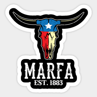 Marfa Texas Bull Longhorn Skull Texan Flag Art Sticker